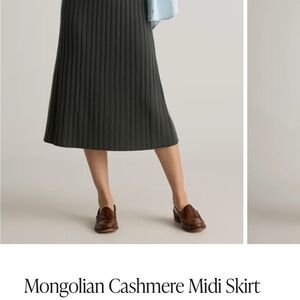 Mongolian Cashmere Dark Green Midi Skirt